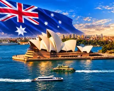 Australia landmark and flag
