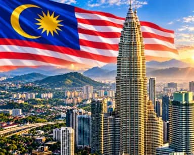 Malaysia landmark and flag
