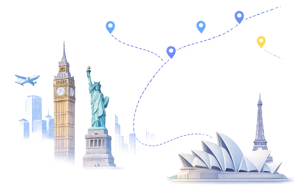 Study destinations and landmark background